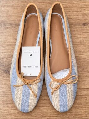 Free Assembly Striped Blue & Beige Ballet Flats